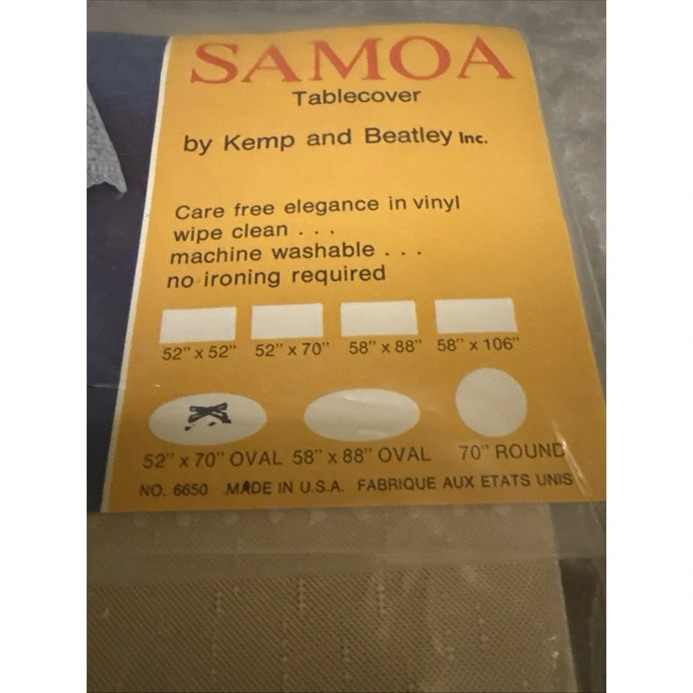 Vintage Samoa Vinyl Lace Tablecloth Kemp & Beatley New in Package Easy Care OVAL